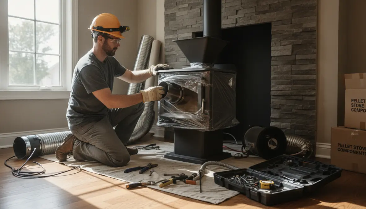 Installazione professionale stufa a pellet con collegamento canna fumaria