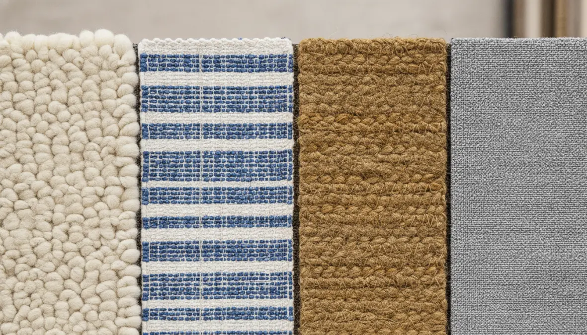 Materiali tappeti per soggiorno: lana, cotone, juta e fibre sintetiche