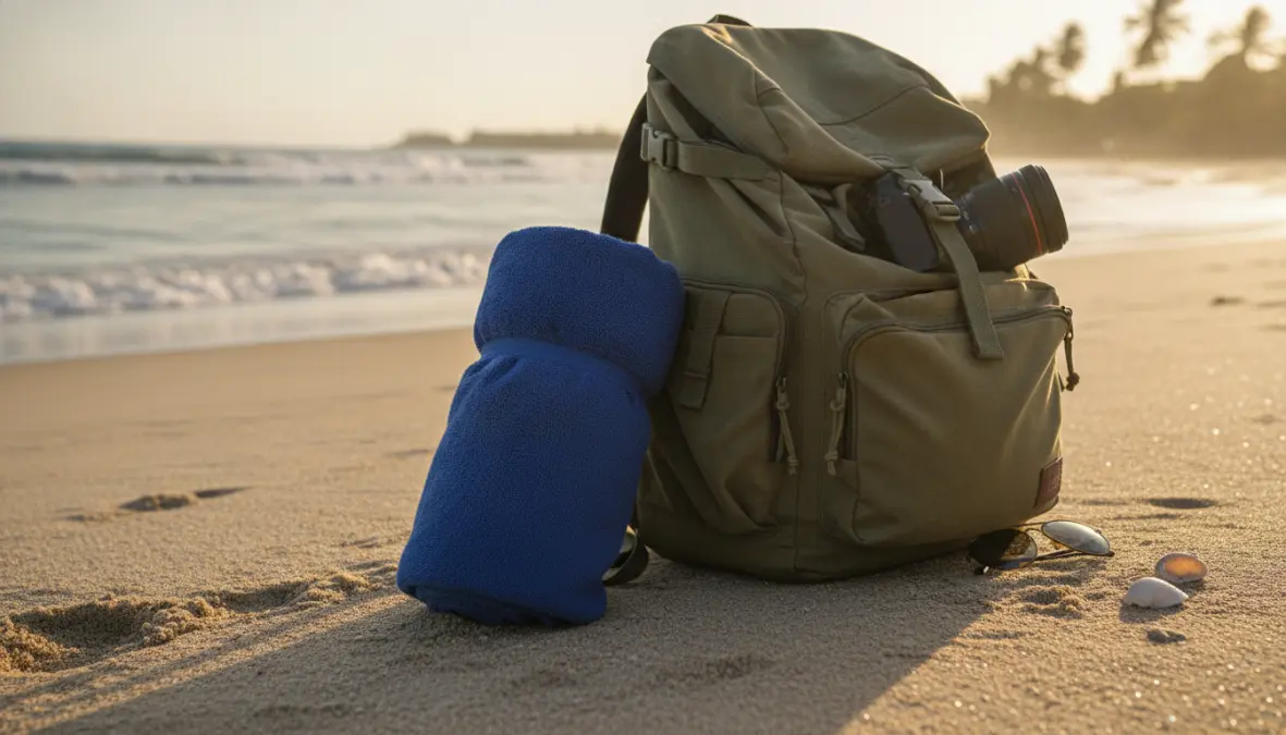Telo mare in microfibra compatto e poco ingombrante ideale da viaggio