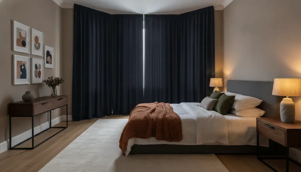 Tende oscuranti per camera da letto in tessuto pesante che garantiscono privacy e oscuramento
