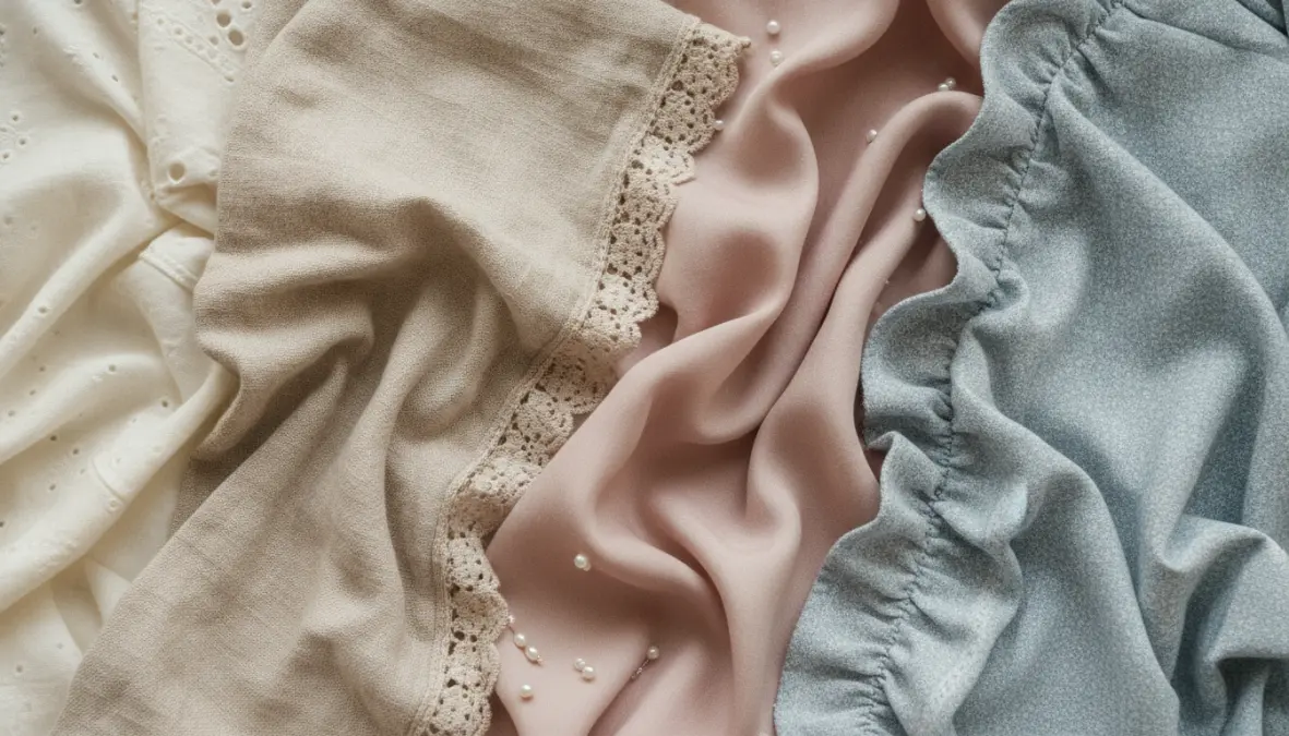 Dettaglio tessuti leggeri e materiali per top donna estivi di qualità