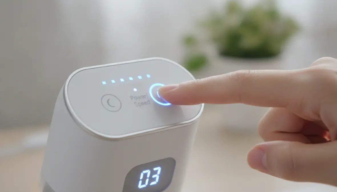 Pannello di controllo ventilatore da scrivania con velocità regolabili e indicatori LED