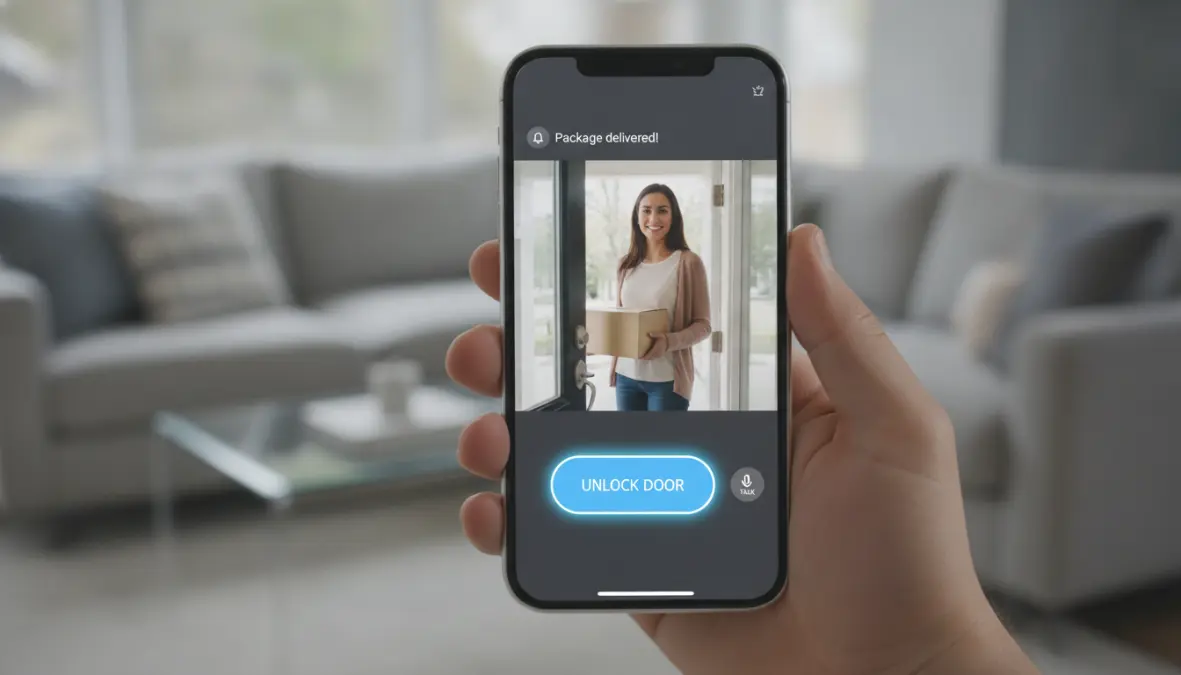 App smartphone per videocitofono WiFi con apertura porta remota e notifiche visitatori