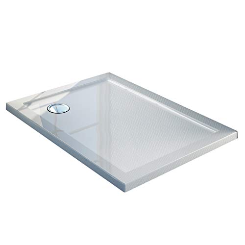 Piatto Doccia Slim 70x100x4 cm Rettangolare Acrilico Bordato Bianco Lucido mod. Flower