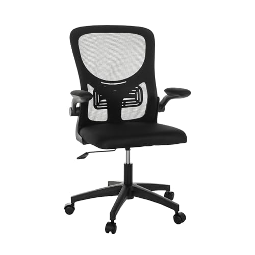 Baroni Home Sedia da Ufficio Ergonomica con Supporto Lombare, Braccioli Reclinabili Imbottiti, Schienale Traspirante, Altezza Regolabile 56x59x100cm (Nera)