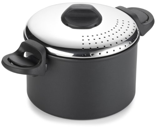 Ballarini 1000500 Gli Speciali Pastapronta in Alluminio con Coperchio Incluso, Diametro 20 cm, Nero