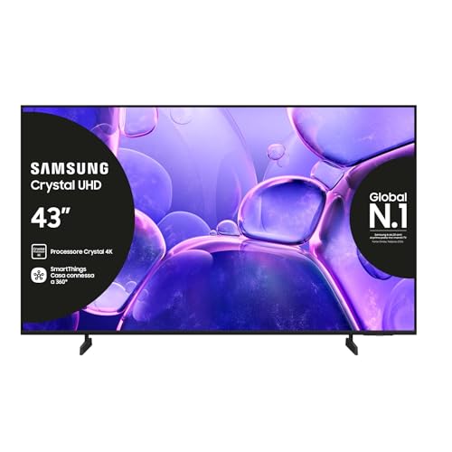 Samsung Smart TV 43'' UE43U8090FUXZT Crystal UHD 4K, Crystal 4K Processor, Per Intrattenimento e Sport, HDR, Smart Experience, OTS Lite & Adaptive Sound, Metal Stream Design, 2025