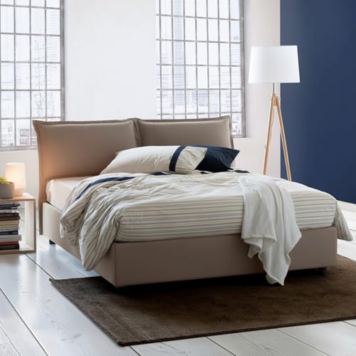 Talamo Italia Letto Matrimoniale Deborah Grigio Tortora Sfoderabile Contenitore, Letto Matrimoniale Dimensione Materasso 160x190 cm Made in Italy