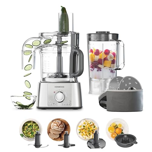 Kenwood Robot da Cucina MultiPro Express FDP65.590SI con Ampia Gamma di Accessori, Ciotola di Capacit&agrave; 3 L, Potenza 1000 W, 2 Velocit&agrave; Pi&ugrave; Pulse, Argento