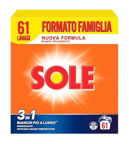 Sole Detersivo Lavatrice in Polvere Bianco Splendente 61 Misurini, 1 Confezione da 3,05 Kg