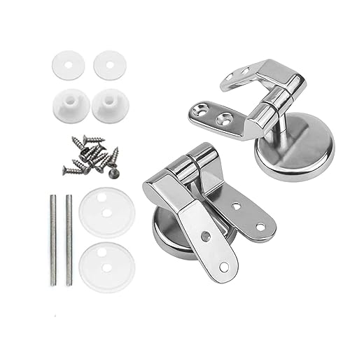 CAASFOOY 2 Pezzi Cerniere Copriwater, Cerniere Tavoletta WC, Kit Cerniera Fissa Riparazione, Copri Sedile Asse con Raccordi