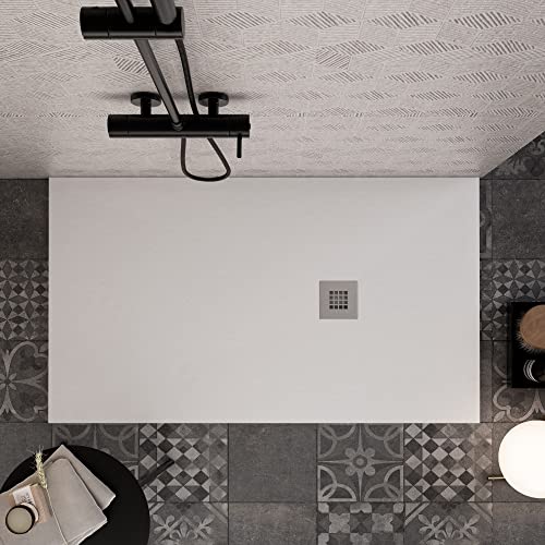 OLIMPO DOCCE - Piatto doccia bianco in marmoresina con griglia inox e Piletta Gratis - STAR PLUS - 70x130